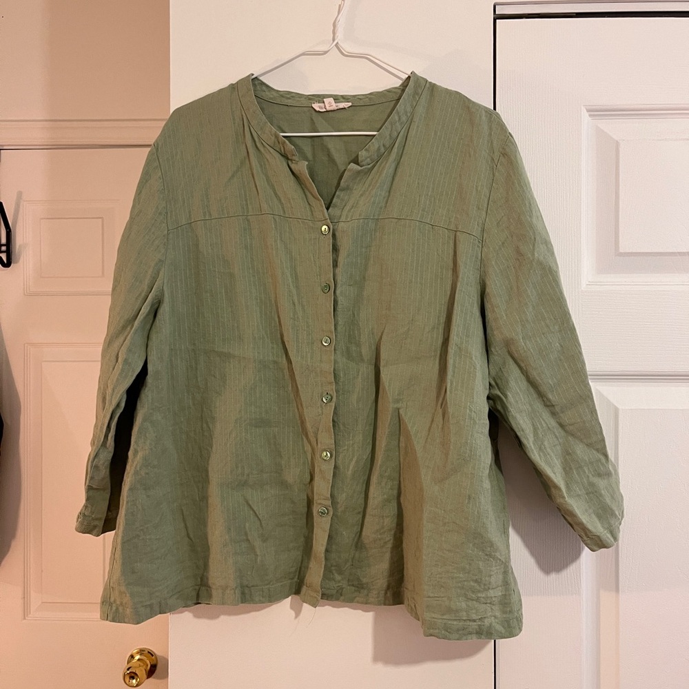 Eileen Fisher Green Button Down Shirt